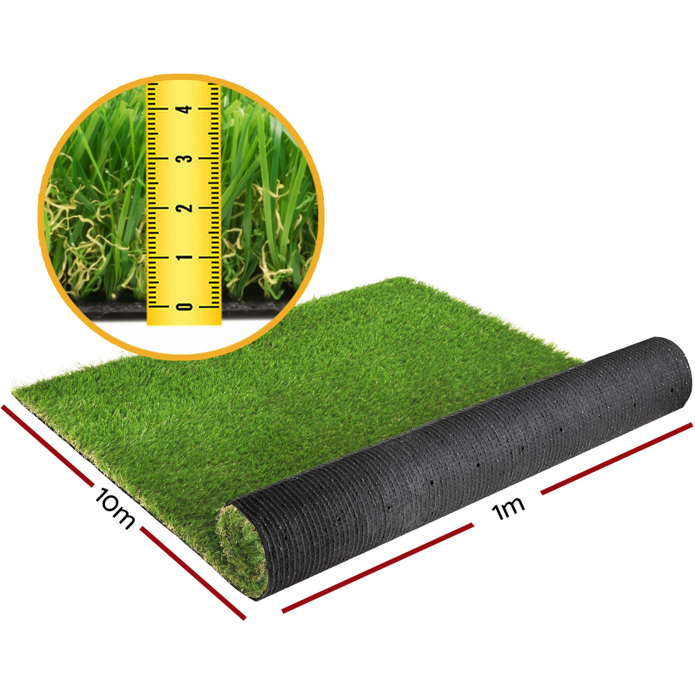 Prime Turf Artificial Grass 40mm 1mx10m Synthetic Fake Lawn Turf Plastic Plant 4-coloured
