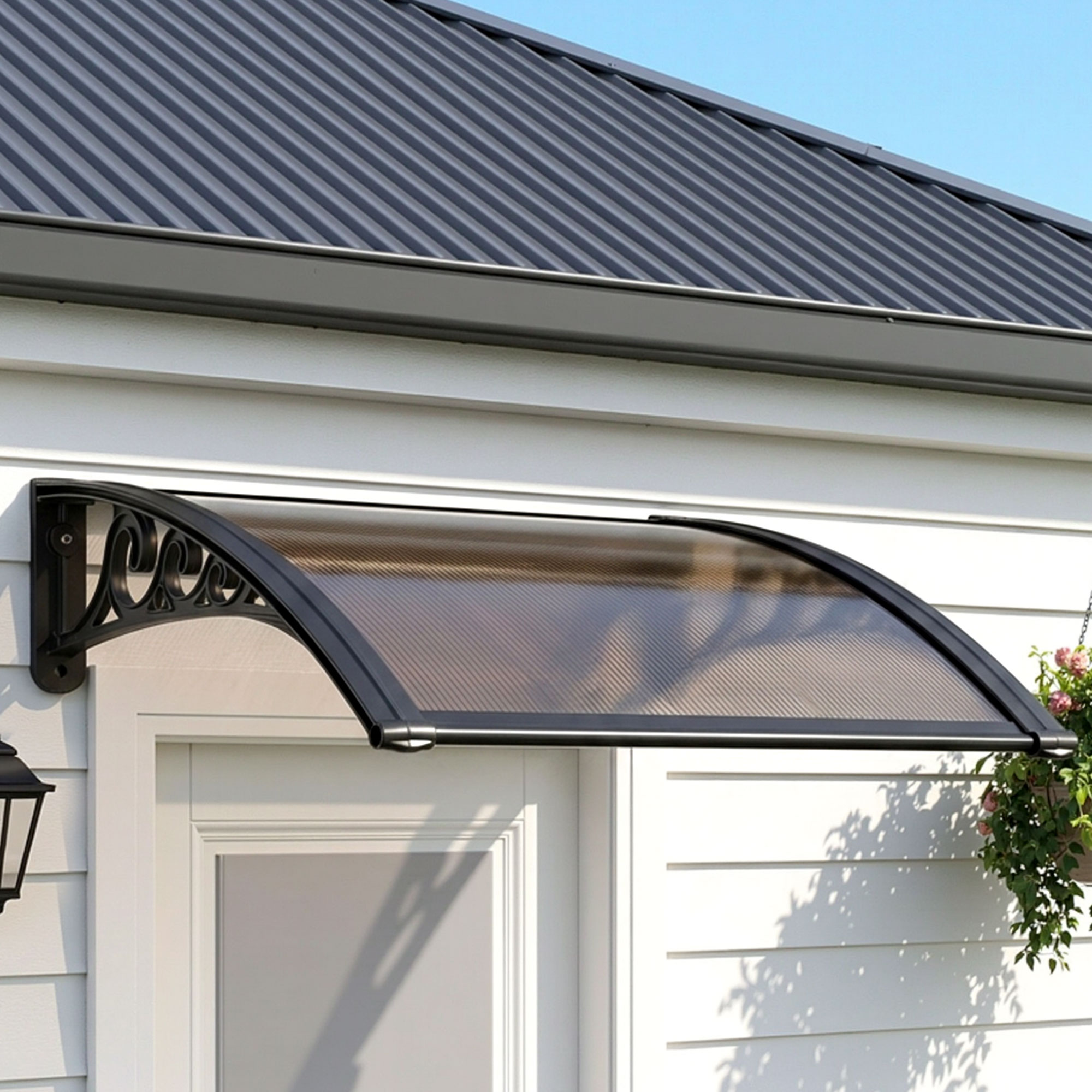 Instahut Window Awning Drainage 0.6mx0.6m Outdoor Brown