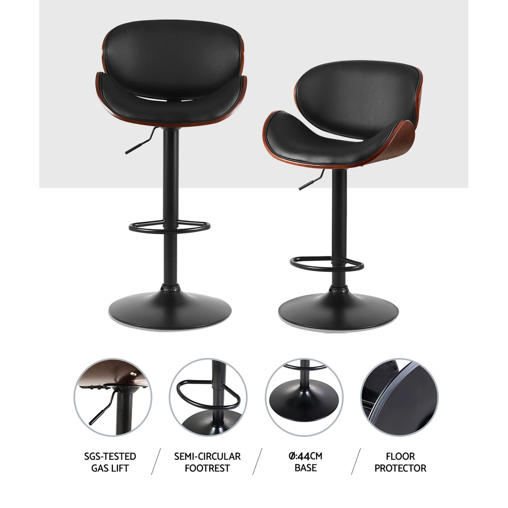Artiss Bar Stools Gas Lift Leather Padded Black