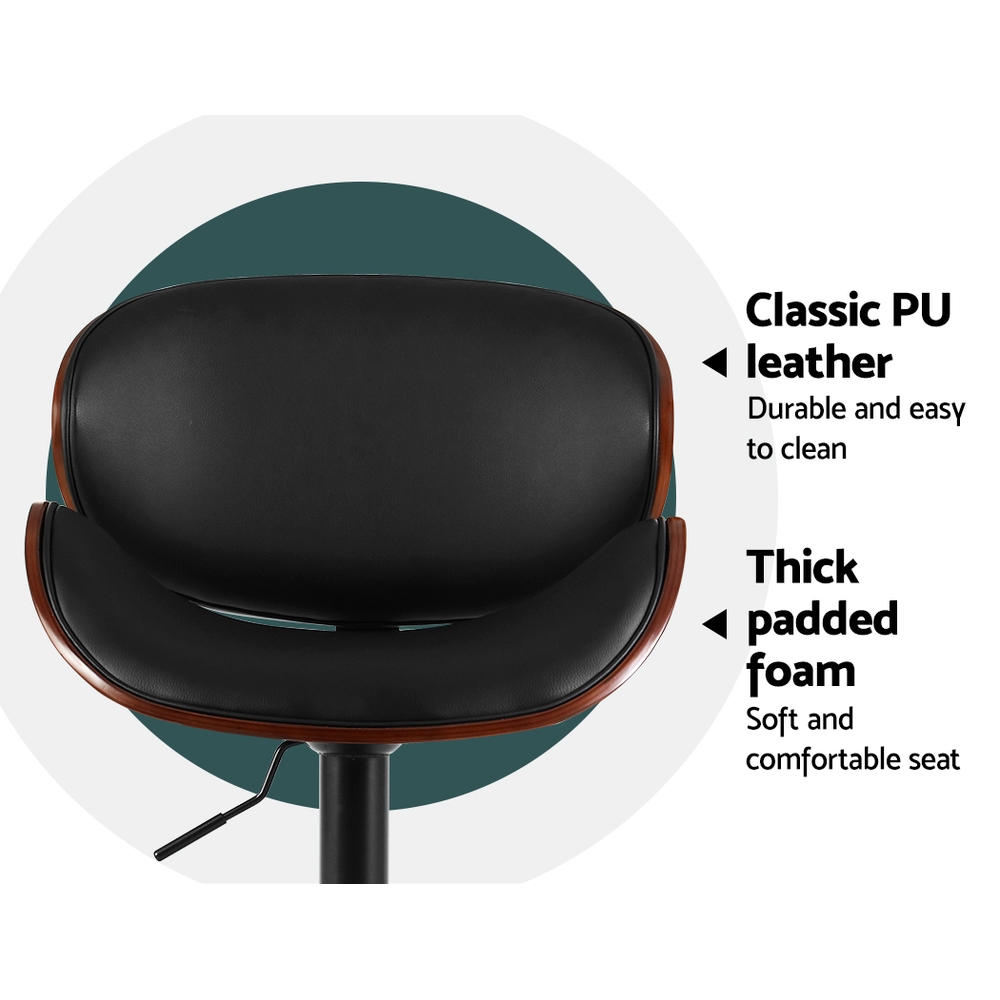 Artiss Bar Stools Gas Lift Leather Padded Black