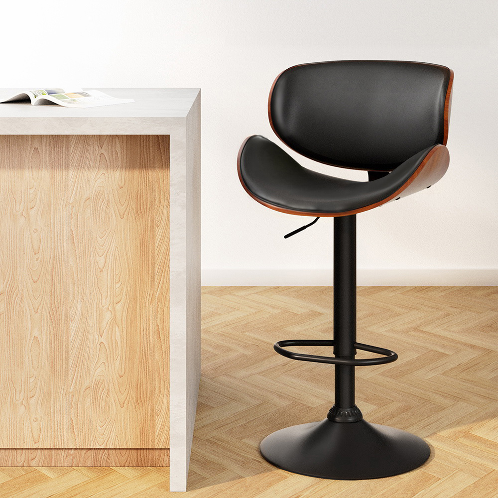 Artiss Bar Stools Gas Lift Leather Padded Black