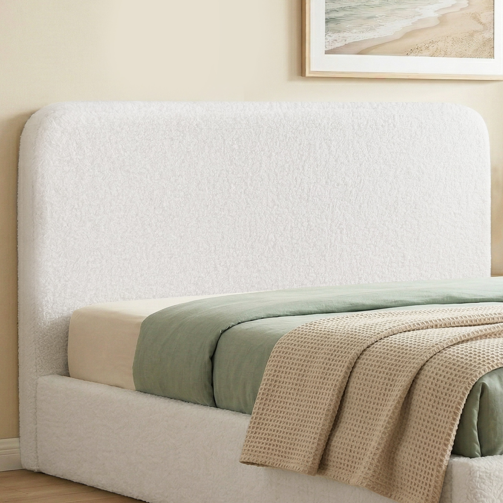 Artiss Double Headboard for Bed Frame Boucle Fabric Vacuum Compressed Removable Washable Cover 155cm Artiss Double Headboard for Bed Frame Boucle Fabric Vacuum Compressed Removable Washable Cover 155cm
