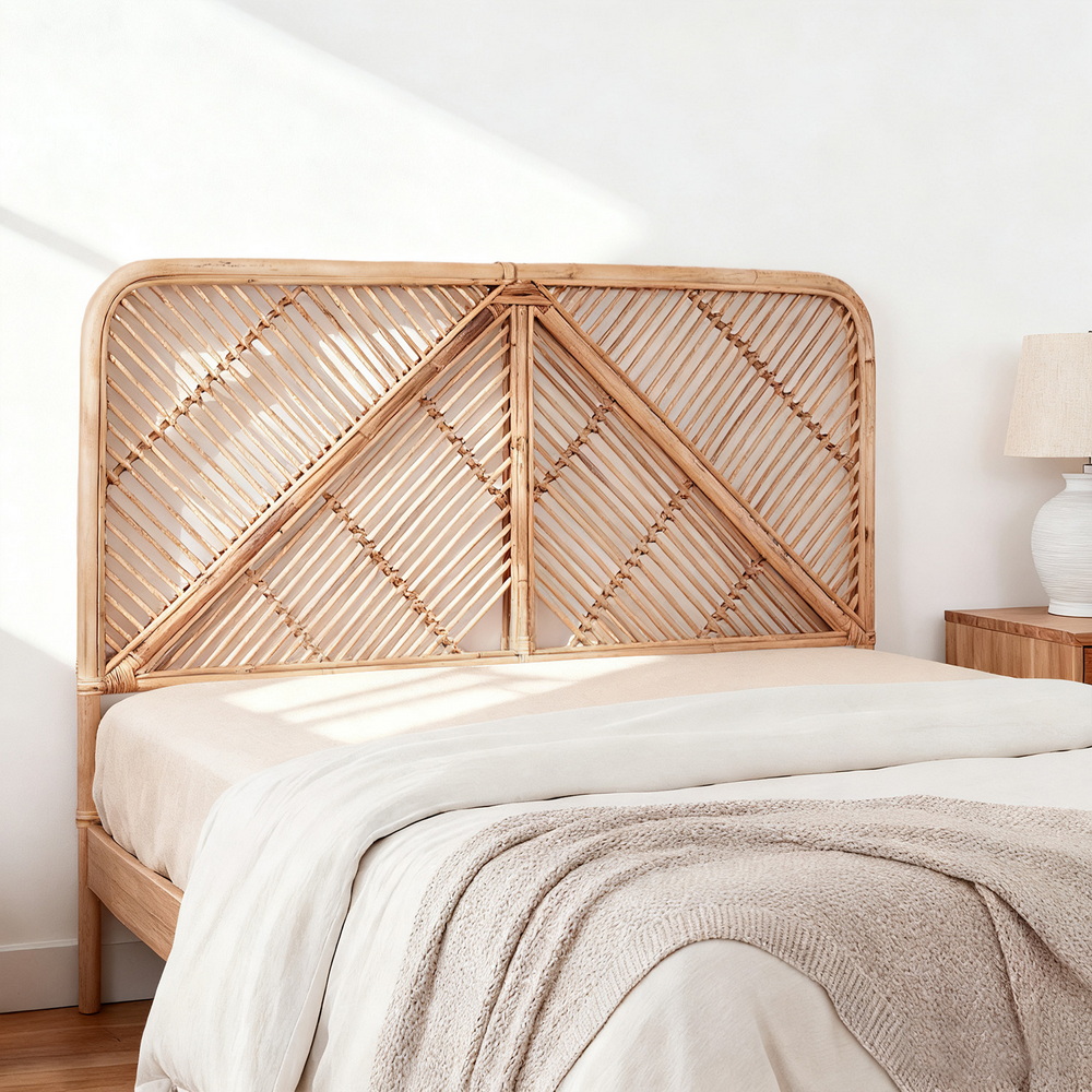 Artiss Bed Headboard Queen Bedhead Rattan - FRED Pine Artiss Bed Headboard Queen Bedhead Rattan - FRED Pine
