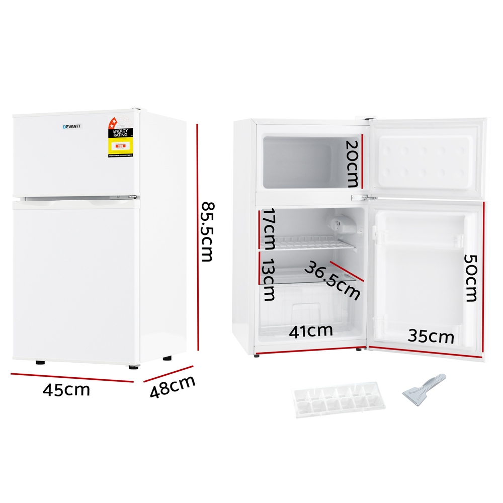 Devanti 85L Bar Fridge Mini Freezer Refrigerator White
