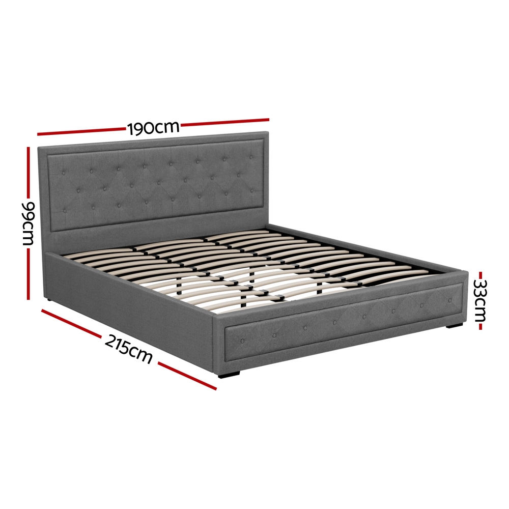 Artiss Bed Frame Queen King Single Double Full Size Gas Lift Base With Storage - Picture 12 of 18