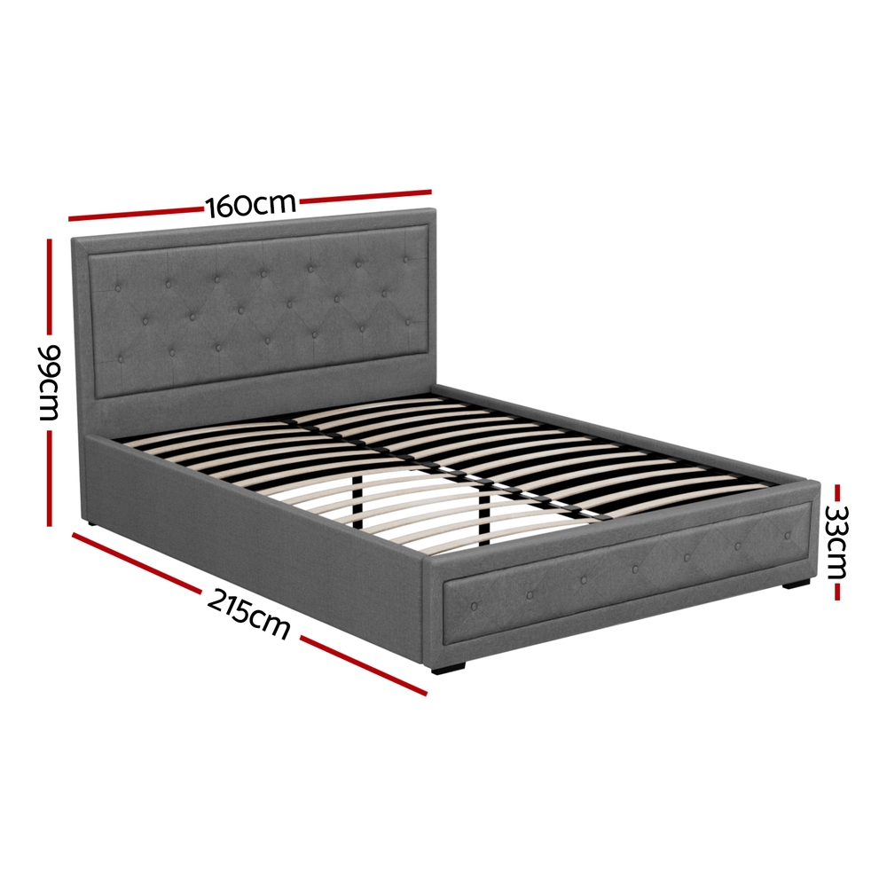 Artiss Bed Frame Queen King Single Double Full Size Gas Lift Base With Storage - Picture 17 of 18