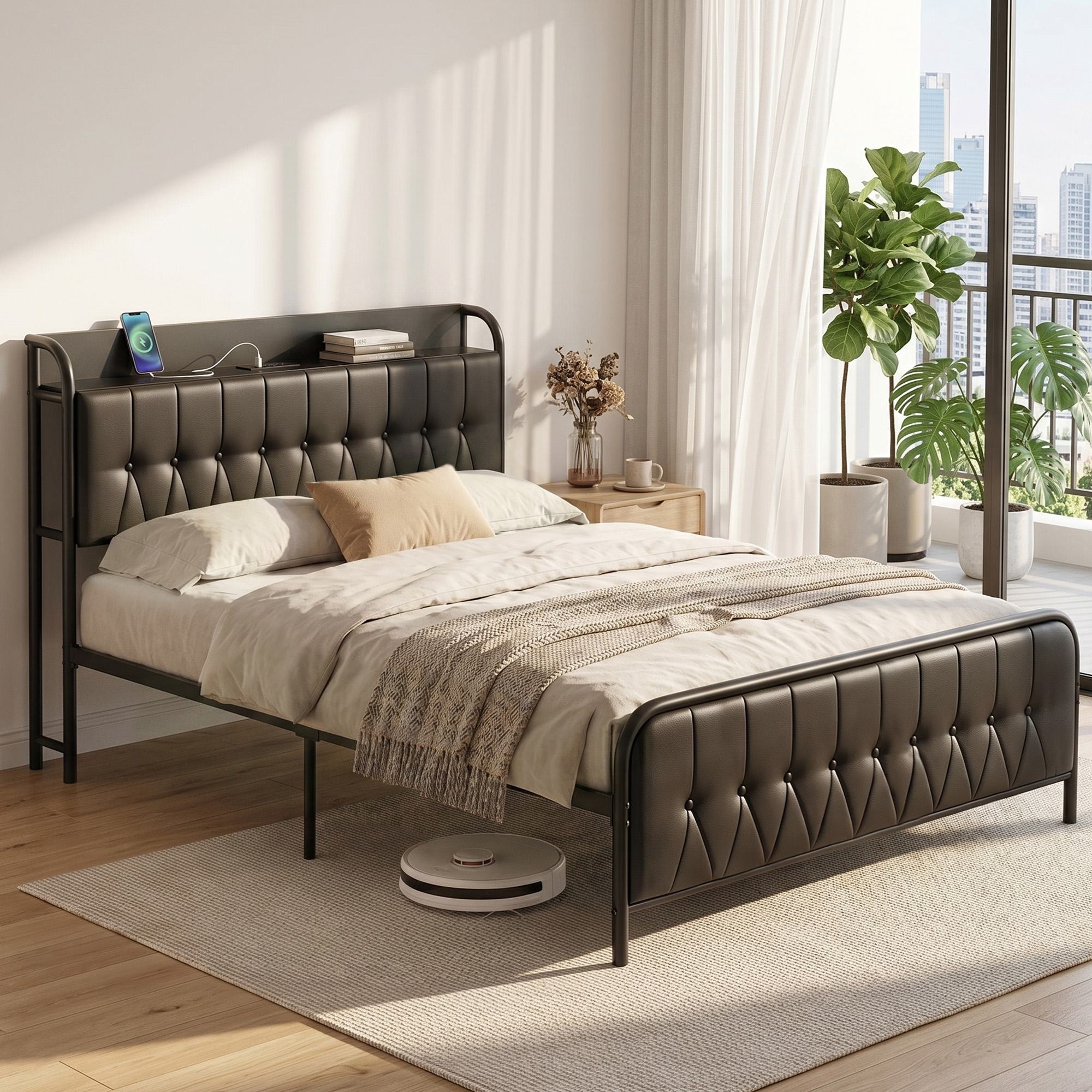 Artiss Double Bed Frame with Storage Headboard SAA Certified Charging Station Artiss Double Bed Frame with Storage Headboard SAA Certified Charging Station