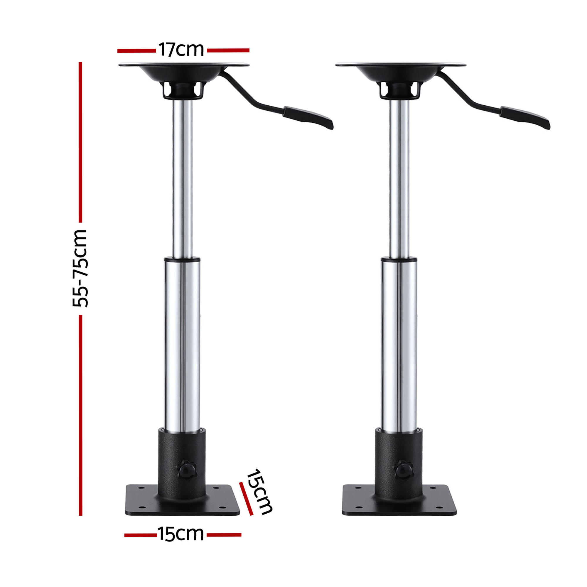 Seamanship Boat Seat Pedestal 5575cm Adjustable Gas Lift 360 Degrees Swivel 2 Pack