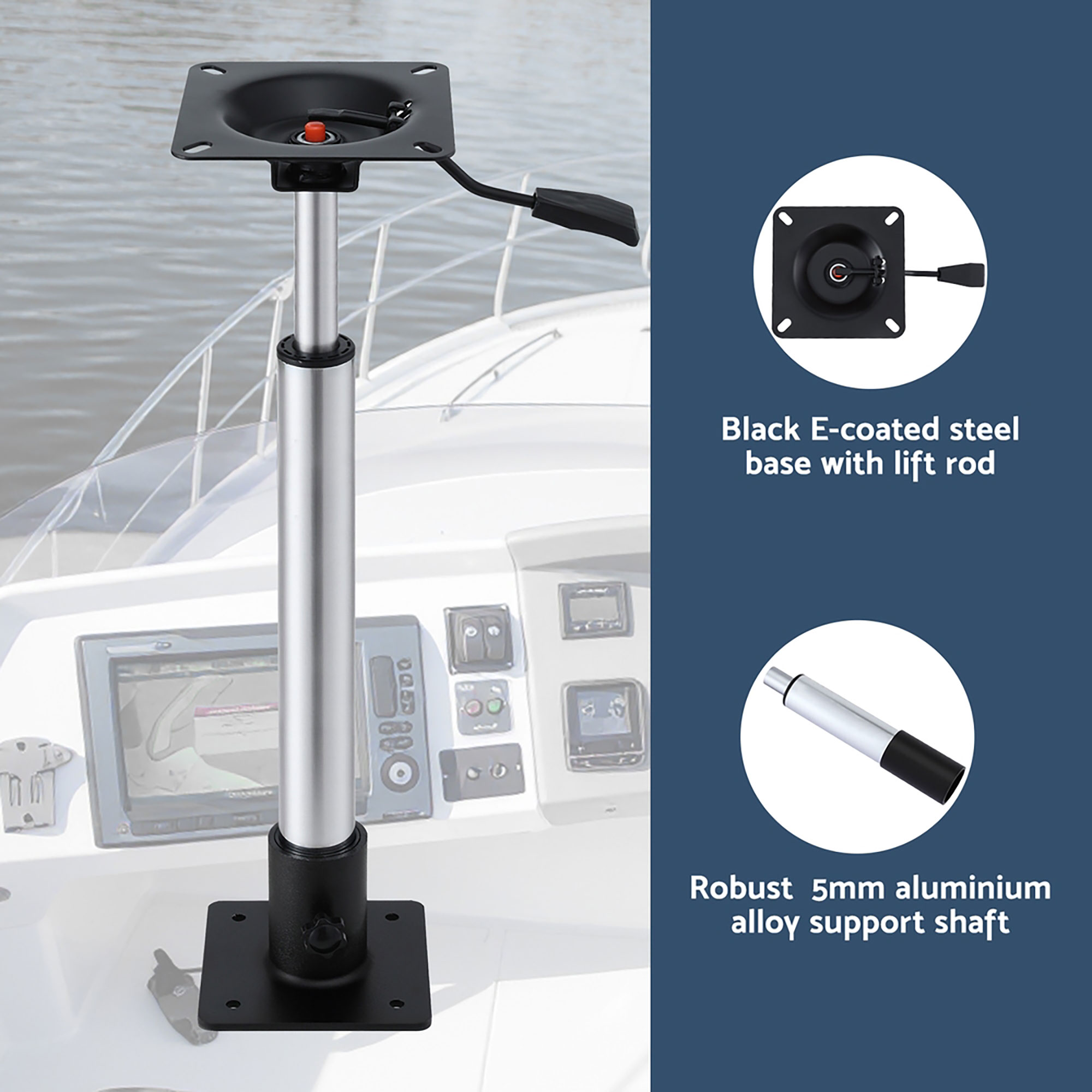 Seamanship Boat Seat Pedestal 5575cm Adjustable Gas Lift 360 Degrees Swivel 2 Pack