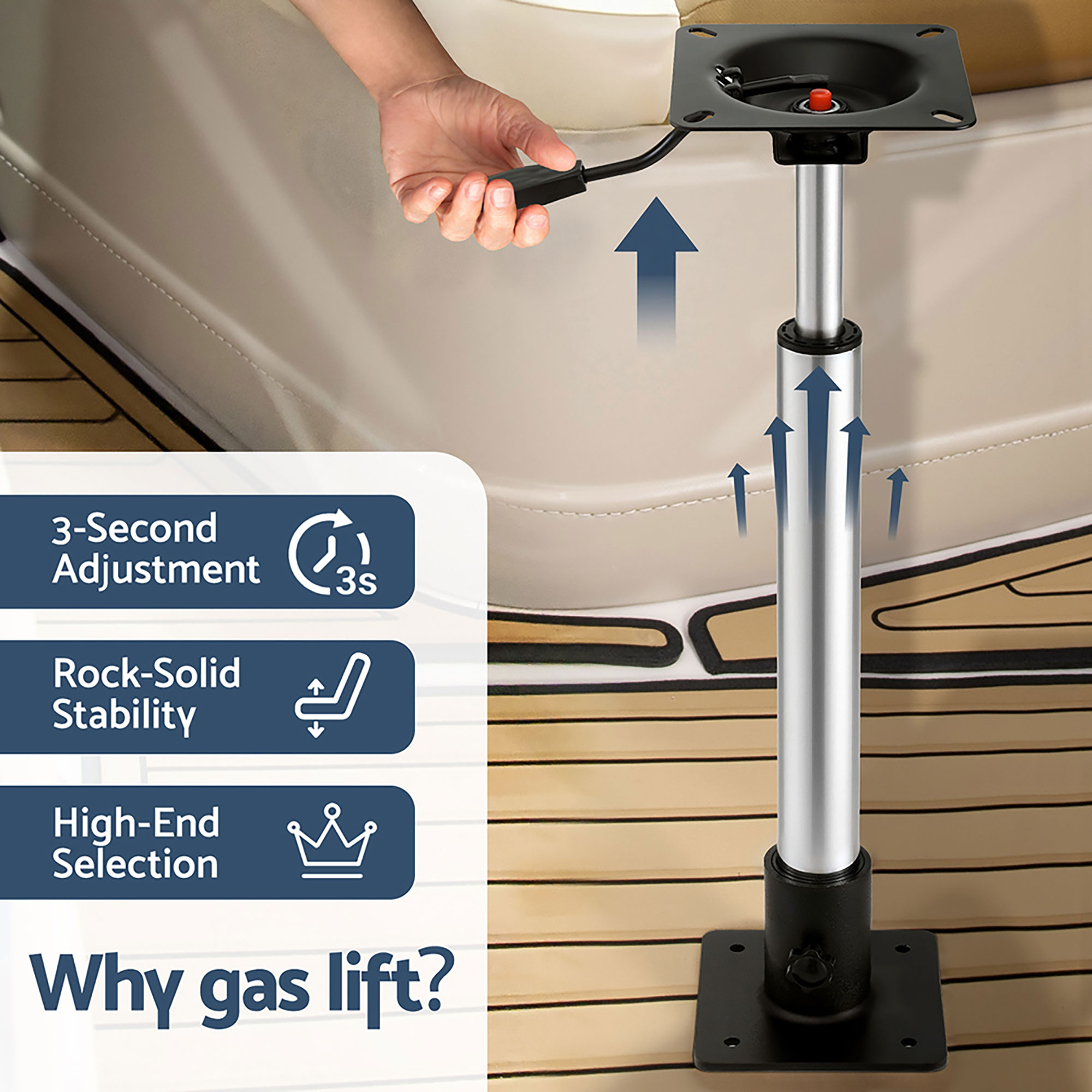 Seamanship Boat Seat Pedestal 5575cm Adjustable Gas Lift 360 Degrees Swivel 2 Pack