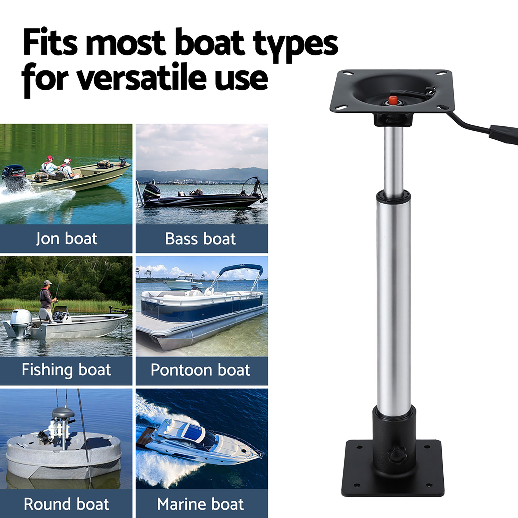 Seamanship Boat Seat Pedestal 5575cm Adjustable Gas Lift 360 Degrees Swivel 2 Pack