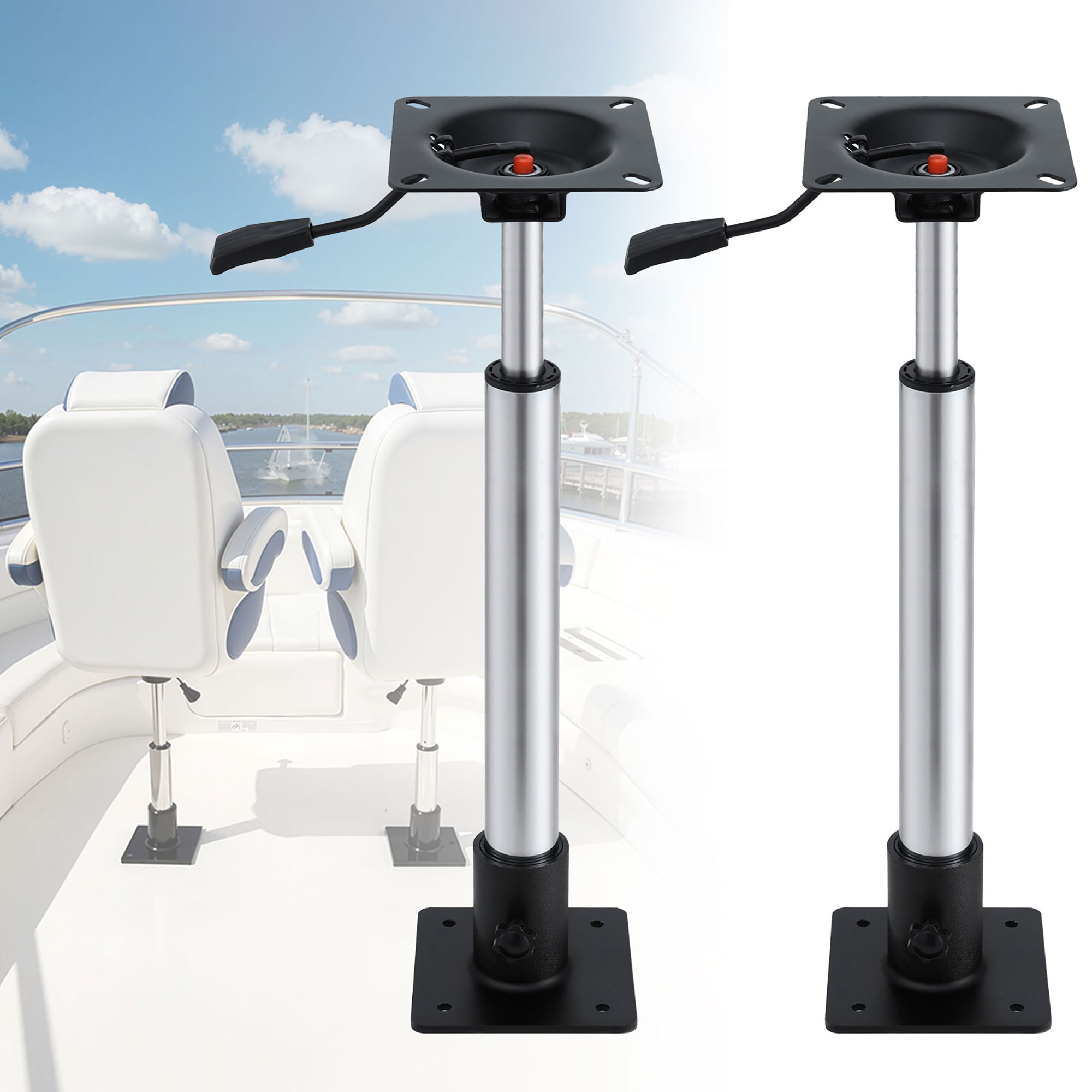 Seamanship Boat Seat Pedestal 5575cm Adjustable Gas Lift 360 Degrees Swivel 2 Pack