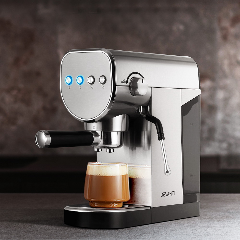 Devanti 20 Bar Coffee Machine Espresso Cafe Maker -03-SS Devanti 20 Bar Coffee Machine Espresso Cafe Maker -03-SS