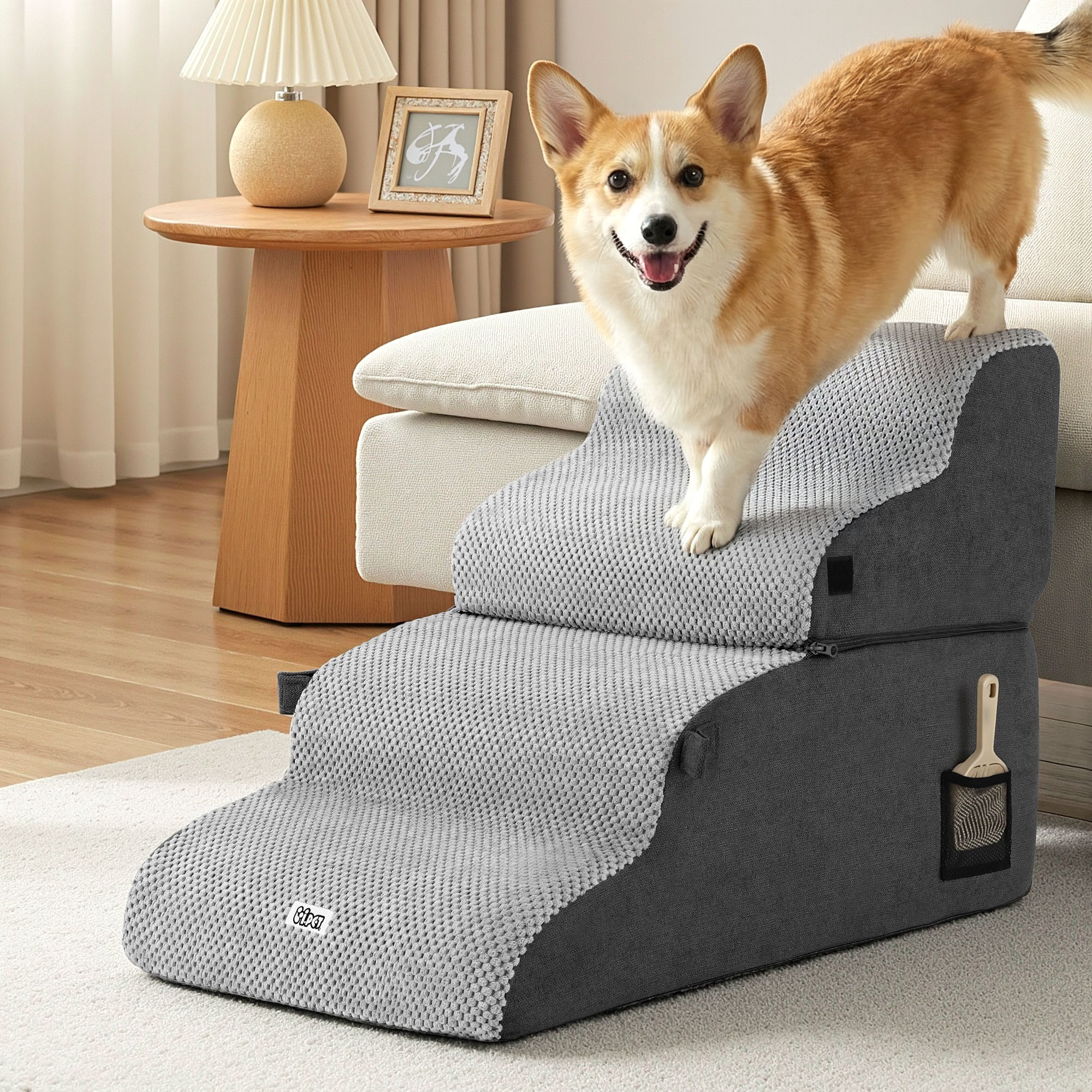 i.Pet Dog Stairs and Bed 2-in-1 Sofa Car Foam Non-Slip Washable Pet Stairs Indoor Grey i.Pet Dog Stairs and Bed 2-in-1 Sofa Car Foam Non-Slip Washable Pet Stairs Indoor Grey
