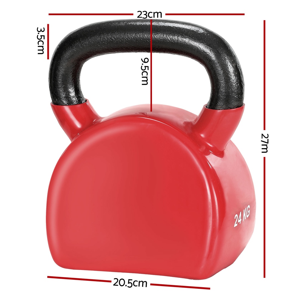 Everfit 24kg Kettlebell Weightlifting Bench Dumbbells Kettle Bell Gym Home