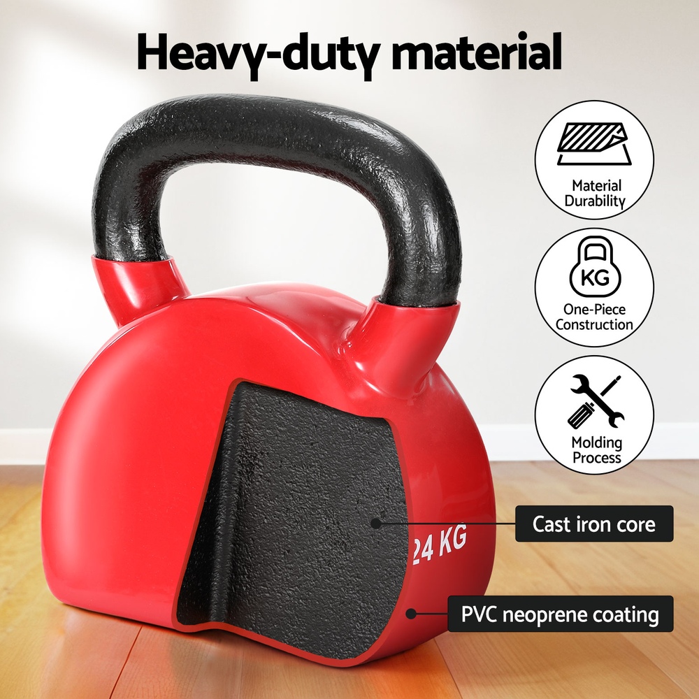 Everfit 24kg Kettlebell Weightlifting Bench Dumbbells Kettle Bell Gym Home