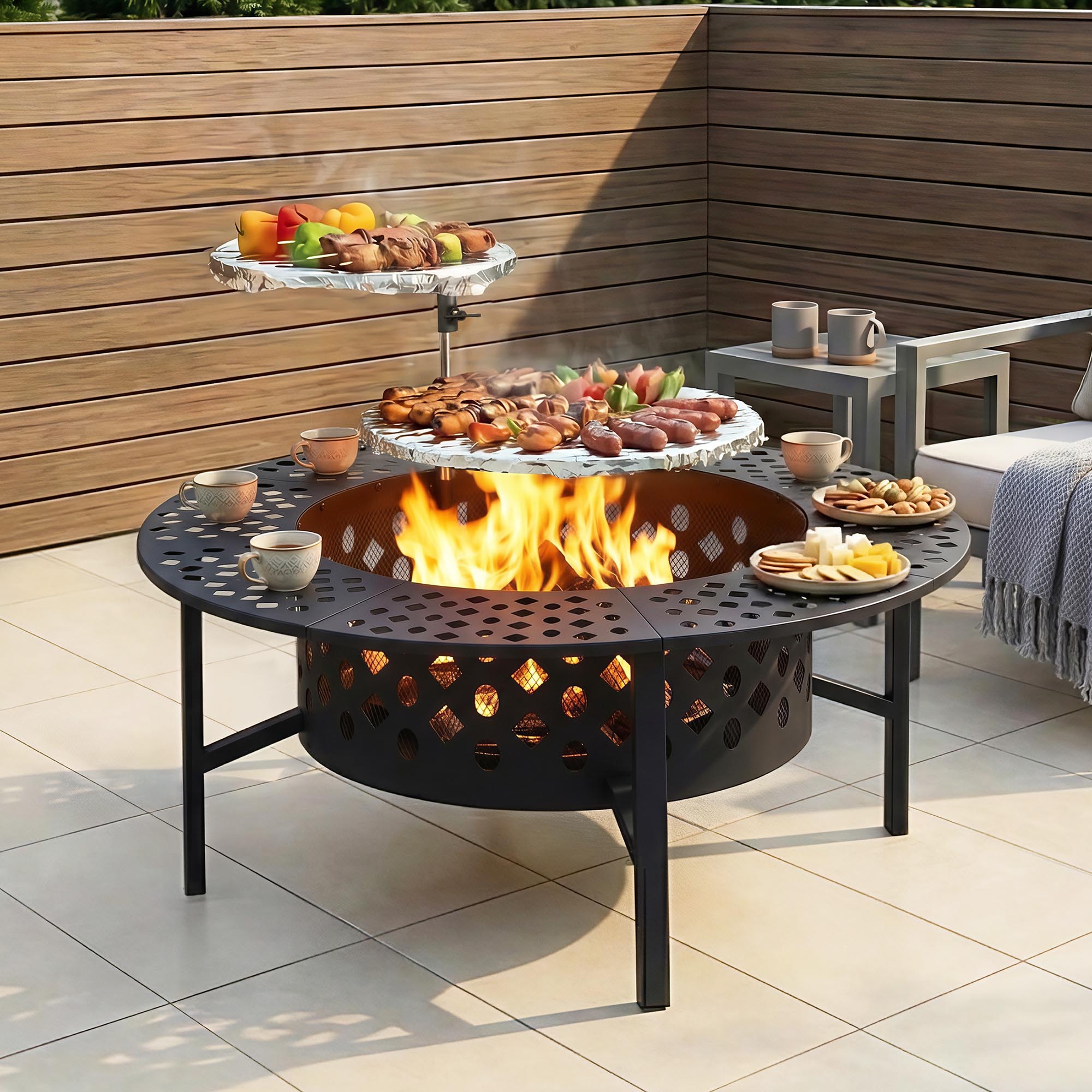 Grillz Fire Pit BBQ Charcoal Smoker Portable Mesh Pits Outdoor Camping Fireplace Grillz Fire Pit BBQ Charcoal Smoker Portable Mesh Pits Outdoor Camping Fireplace