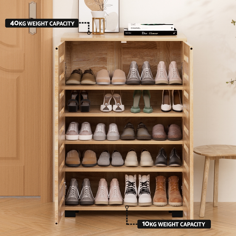Artiss Shoe Rack Cabinet 20 Pairs 5-tier Wood Alster