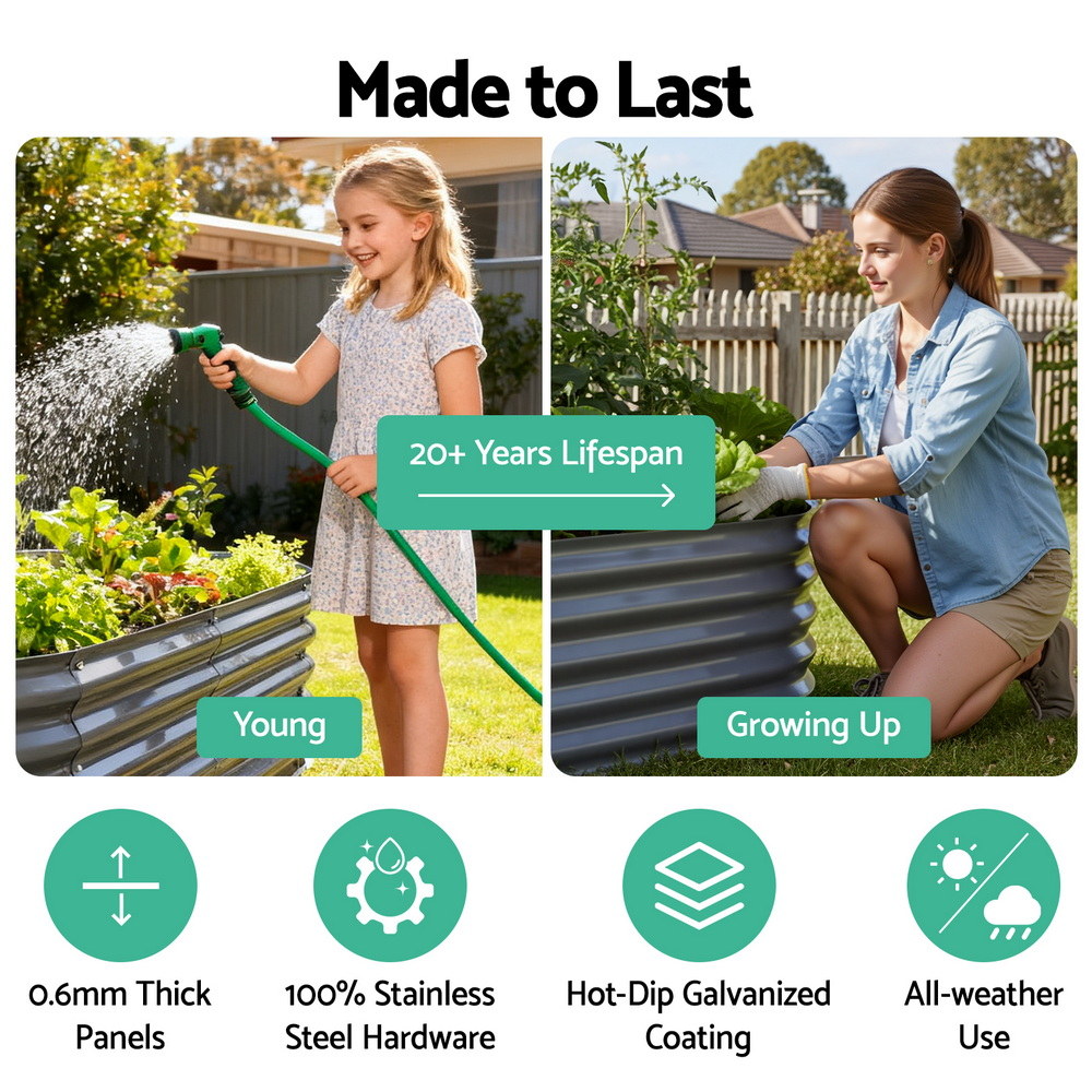 Green Fingers Garden Bed 160X80X42cm Oval Planter Box Raised Container Galvanised