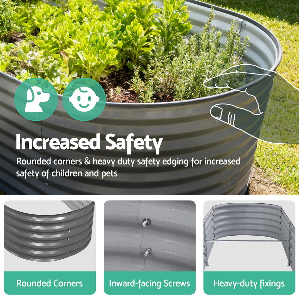Green Fingers Garden Bed 160X80X42cm Oval Planter Box Raised Container Galvanised
