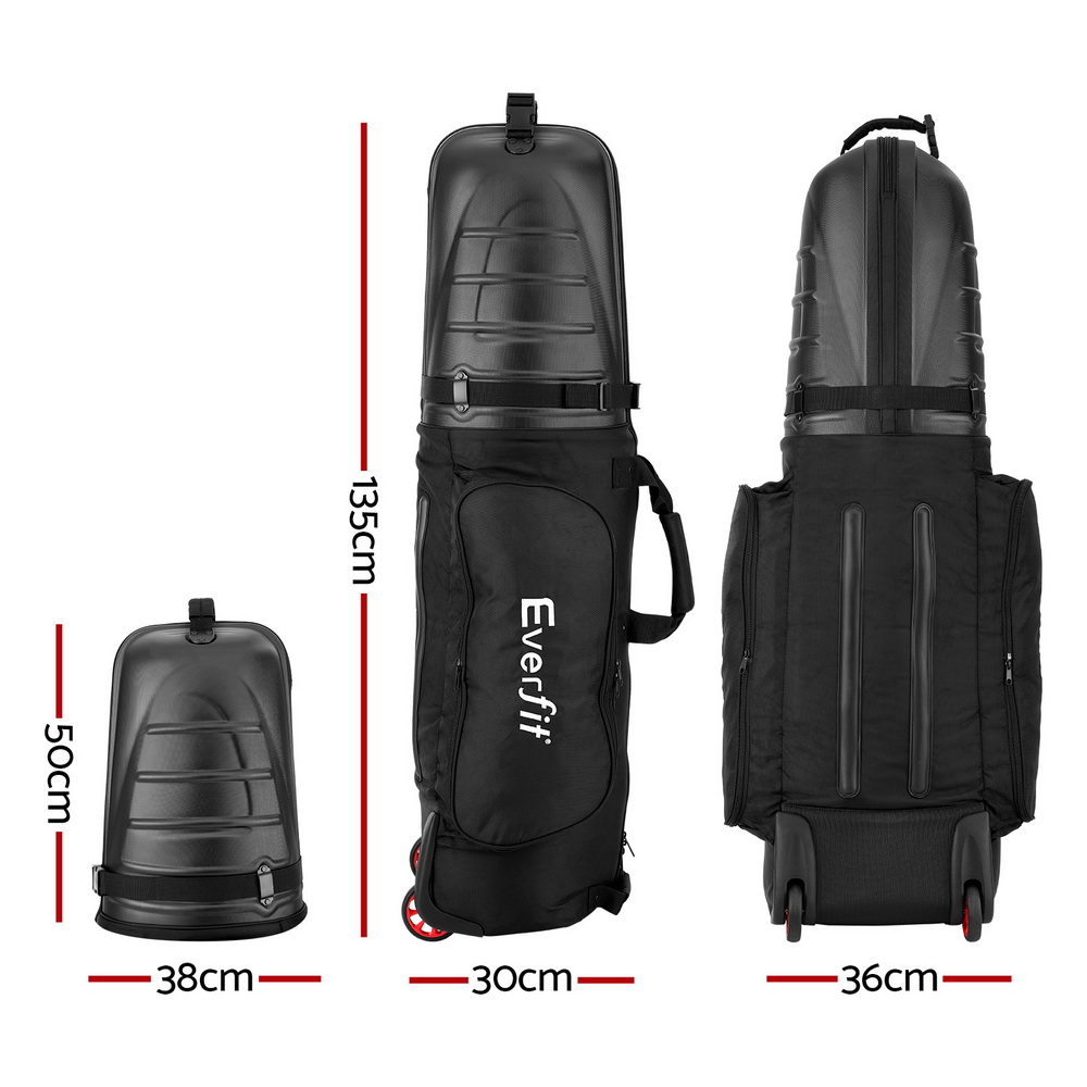 Everfit Golf Travel Bags for Airlines with Wheels Golf Clubs Hard Case Foldable EEL-BK