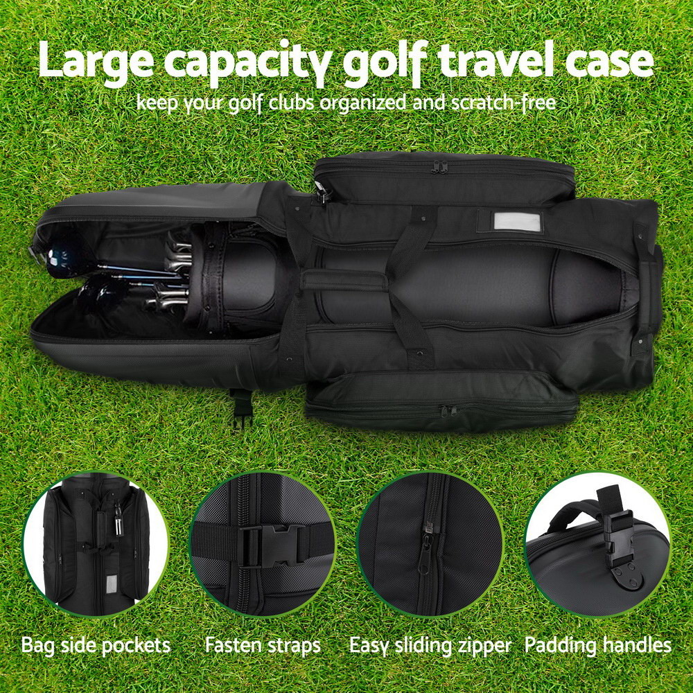 Everfit Golf Travel Bags for Airlines with Wheels Golf Clubs Hard Case Foldable EEL-BK