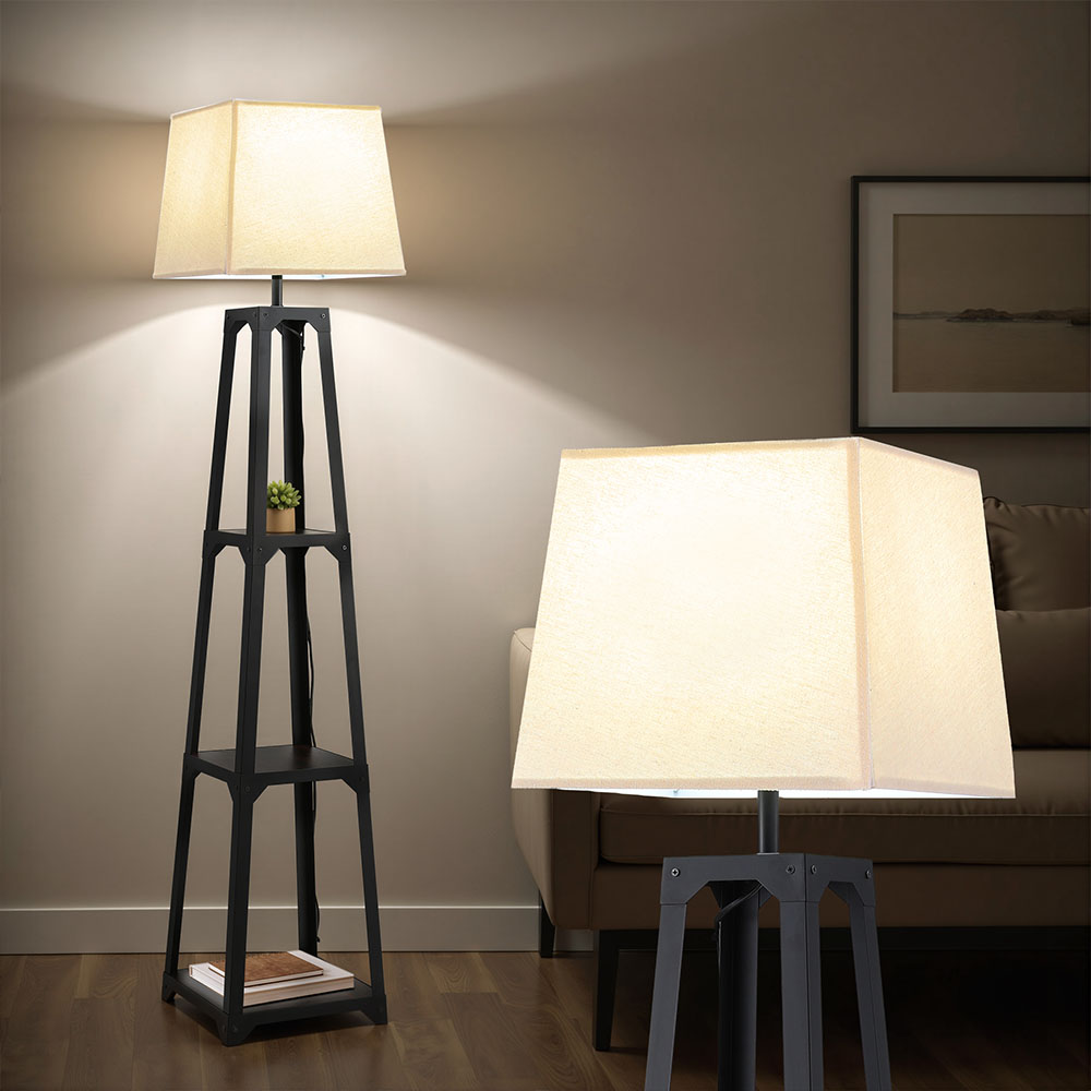 Artiss Floor Lamp 3 Tier Shelf Storage LED Light Stand Home Room Vintage White F31109 Artiss Floor Lamp 3 Tier Shelf Storage LED Light Stand Home Room Vintage White F31109