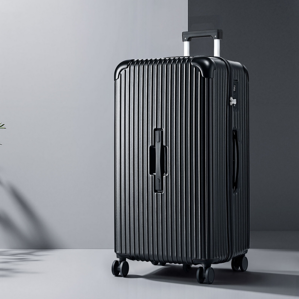 Wanderlite 32" Trunk Luggage Suitcase Travel 5 Wheels Type-C Port TSA Black
