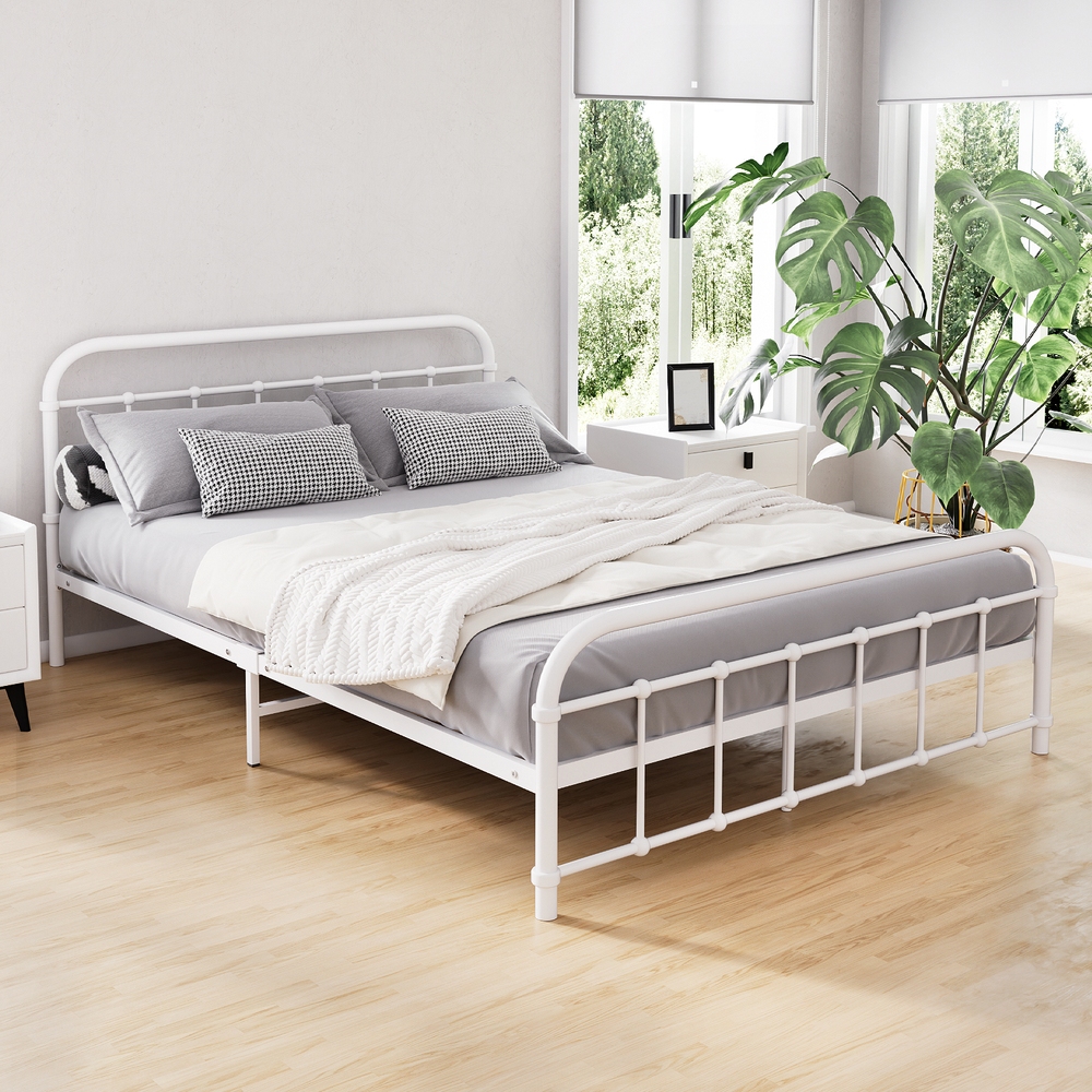 Artiss Bed Frame Metal Frames LEO - Double (White) Artiss Bed Frame Metal Frames LEO - Double (White)