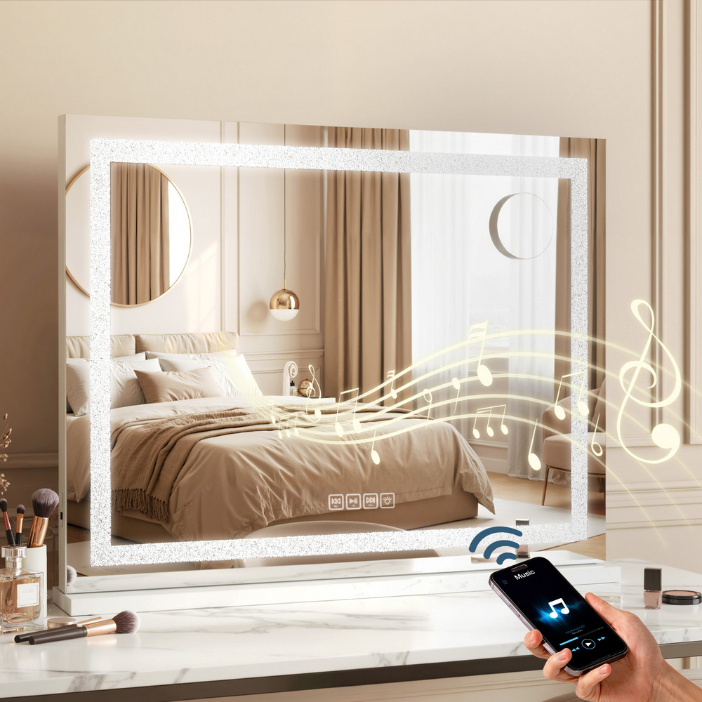 Embellir Bluetooth Makeup Mirror 58x46cm Hollywood Vanity with LED Light Crystal