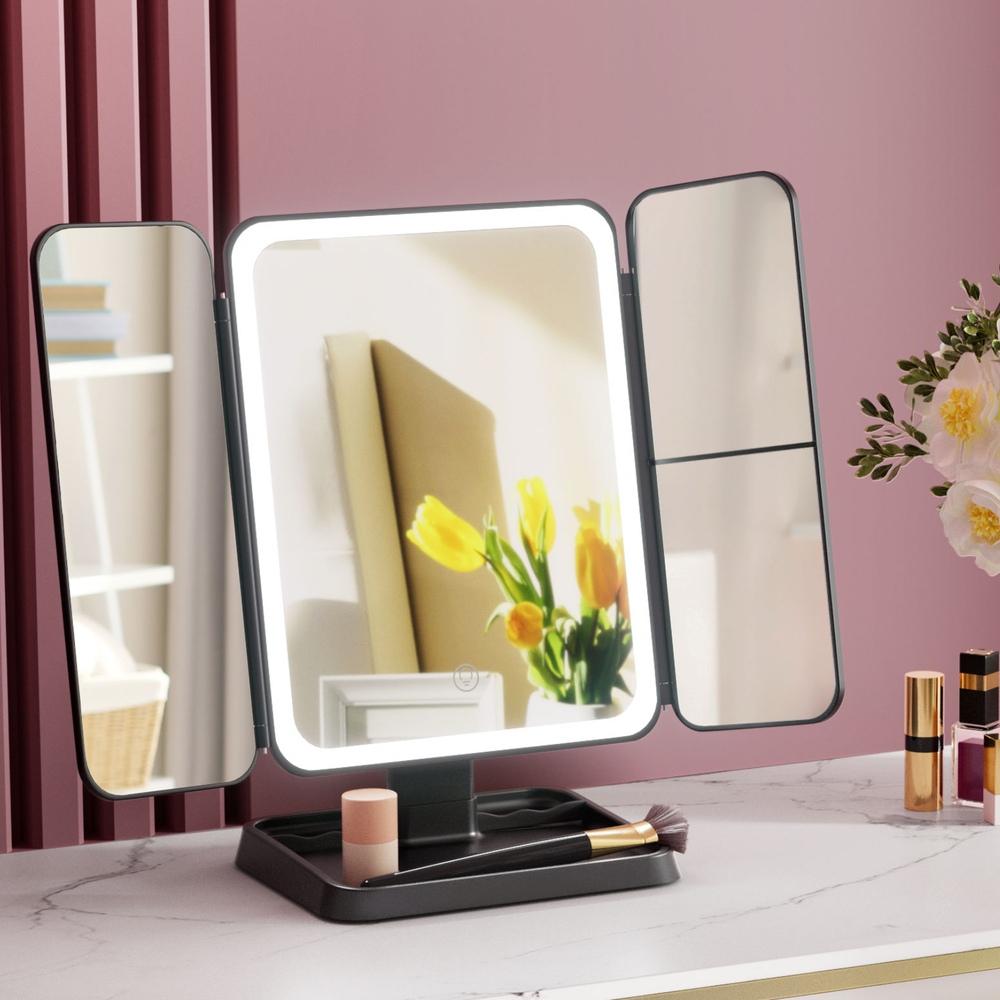 Embellir LED Makeup Mirror Tri-fold Lighted Vanity Mirrors 1X2X3X Magnifications