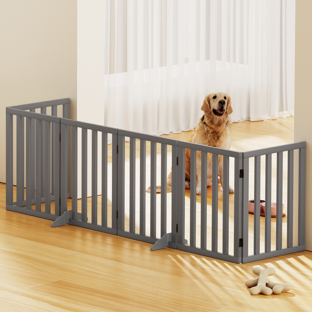 i.Pet Dog Gate Playpen Enclosure 6 Panel Pet Door Fence Wooden Play Pen Stair -60-GR i.Pet Dog Gate Playpen Enclosure 6 Panel Pet Door Fence Wooden Play Pen Stair -60-GR