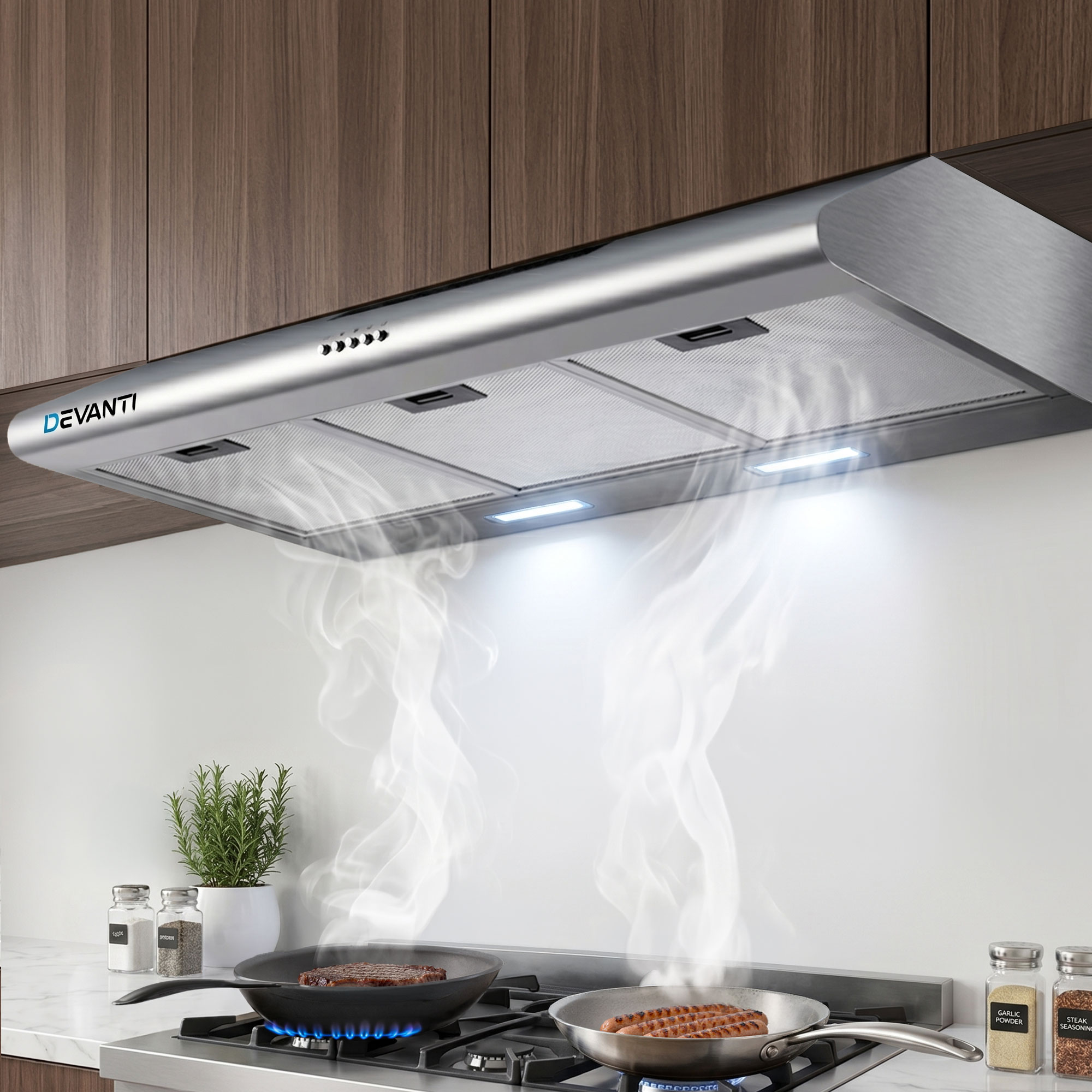 Devanti 900mm Range Hood 90cm Rangehood Stainless Steel RH-D-F49-