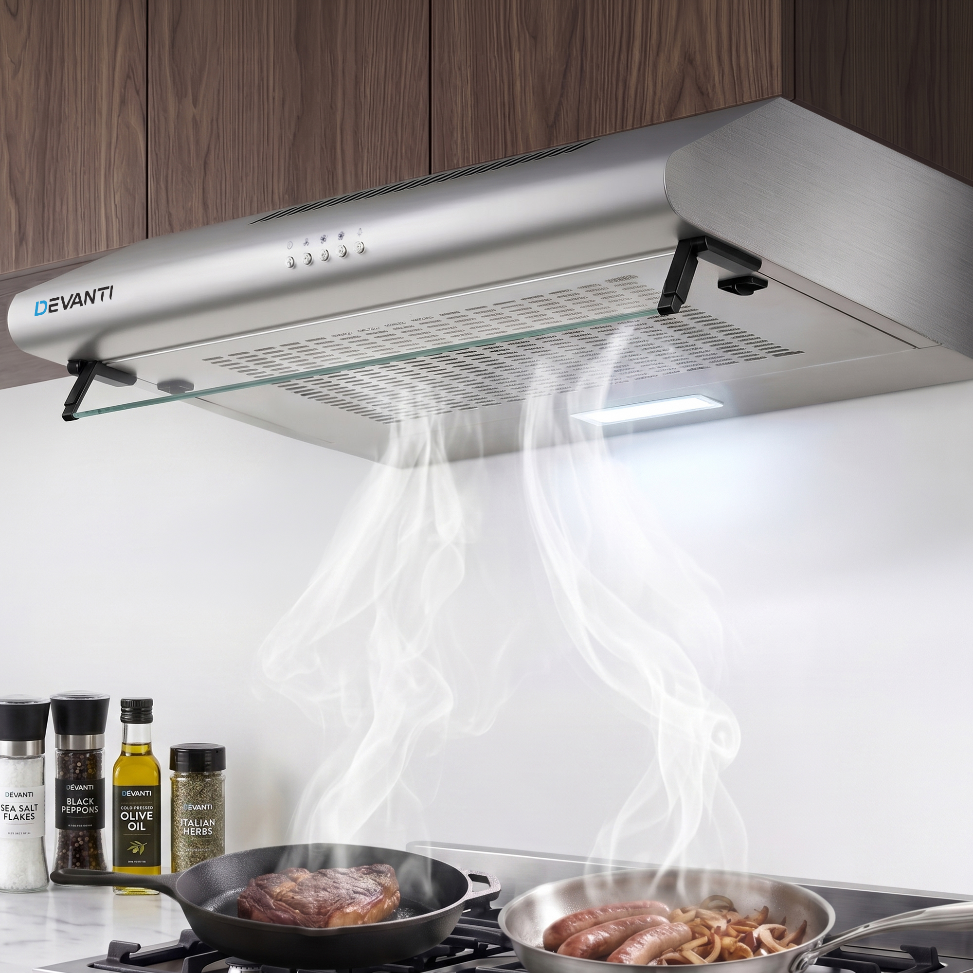 Devanti 600mm Range Hood 60cm Rangehood Stainless Steel RH-D-GF49