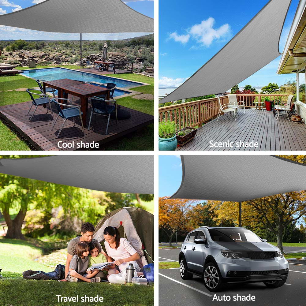 Instahut Shade Sail 4x5m Rectangle 280GSM 98% Grey Shade Cloth