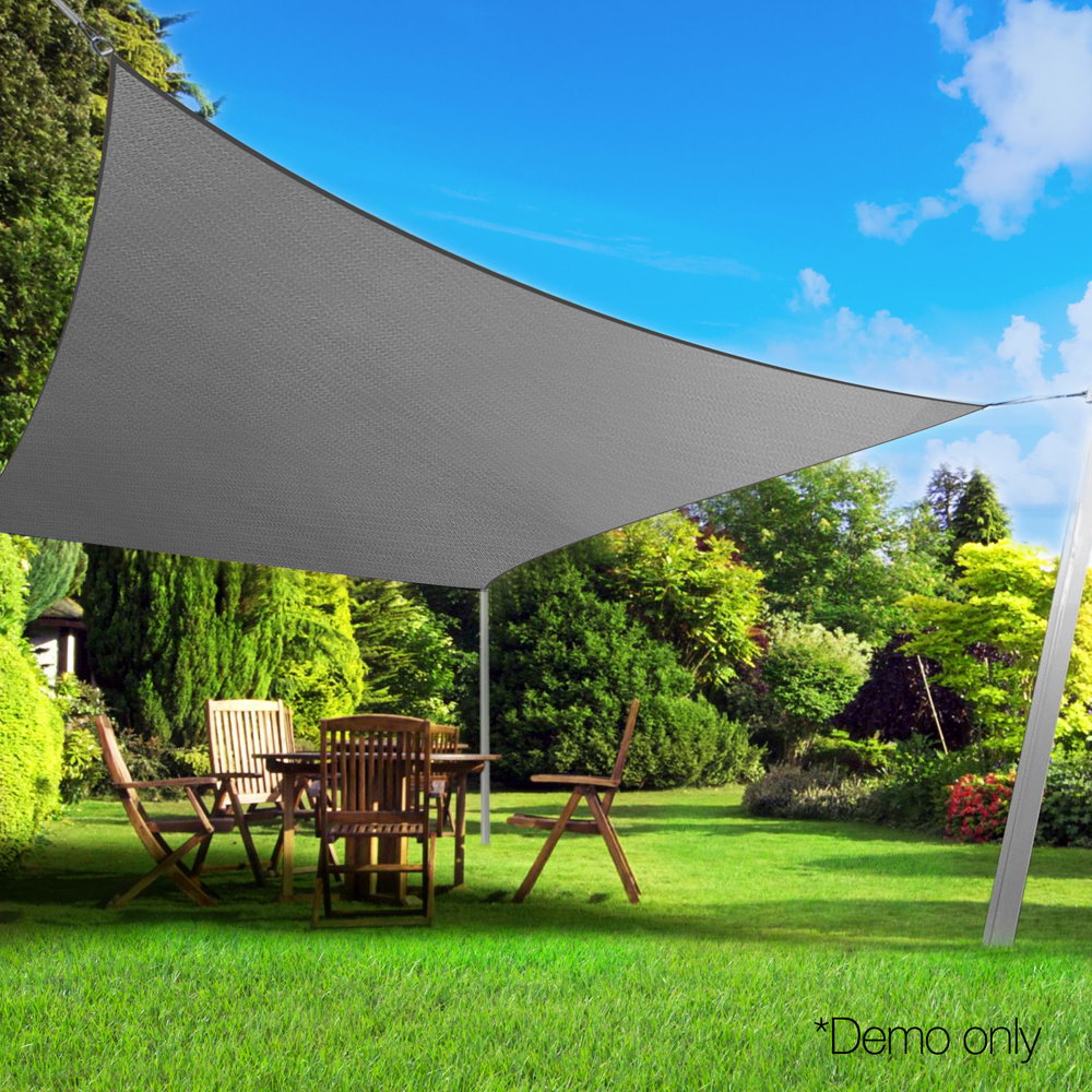 Instahut Shade Sail 4x5m Rectangle 280GSM 98% Grey Shade Cloth