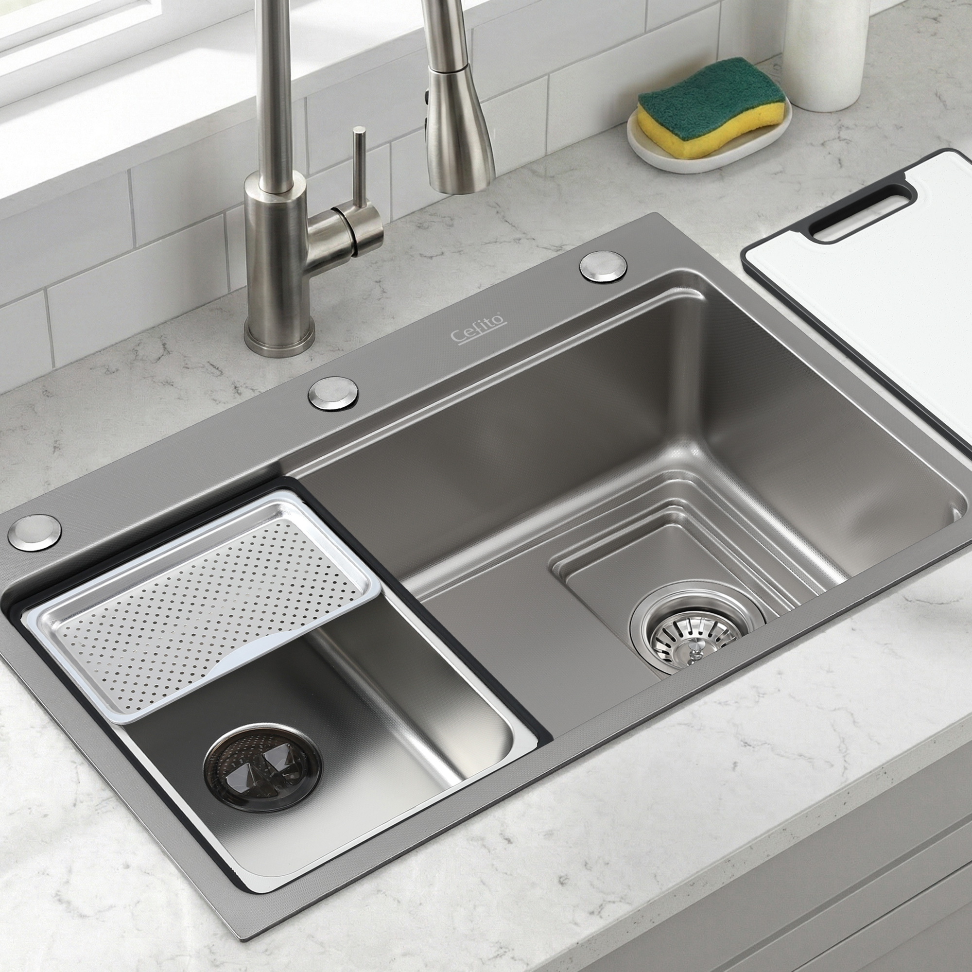 Cefito Kitchen Sink 304 Stainless Steel Bar Sink Millet Grain Water Basin Sink 45T-SI