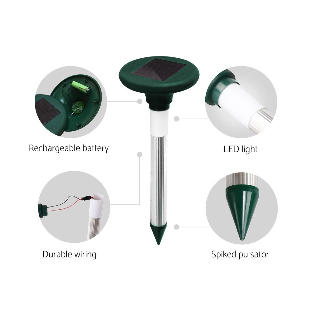 Gardeon Snake Repeller 6X LED Solar Pulse Plus Ultrasonic Pest Rodent Repellent