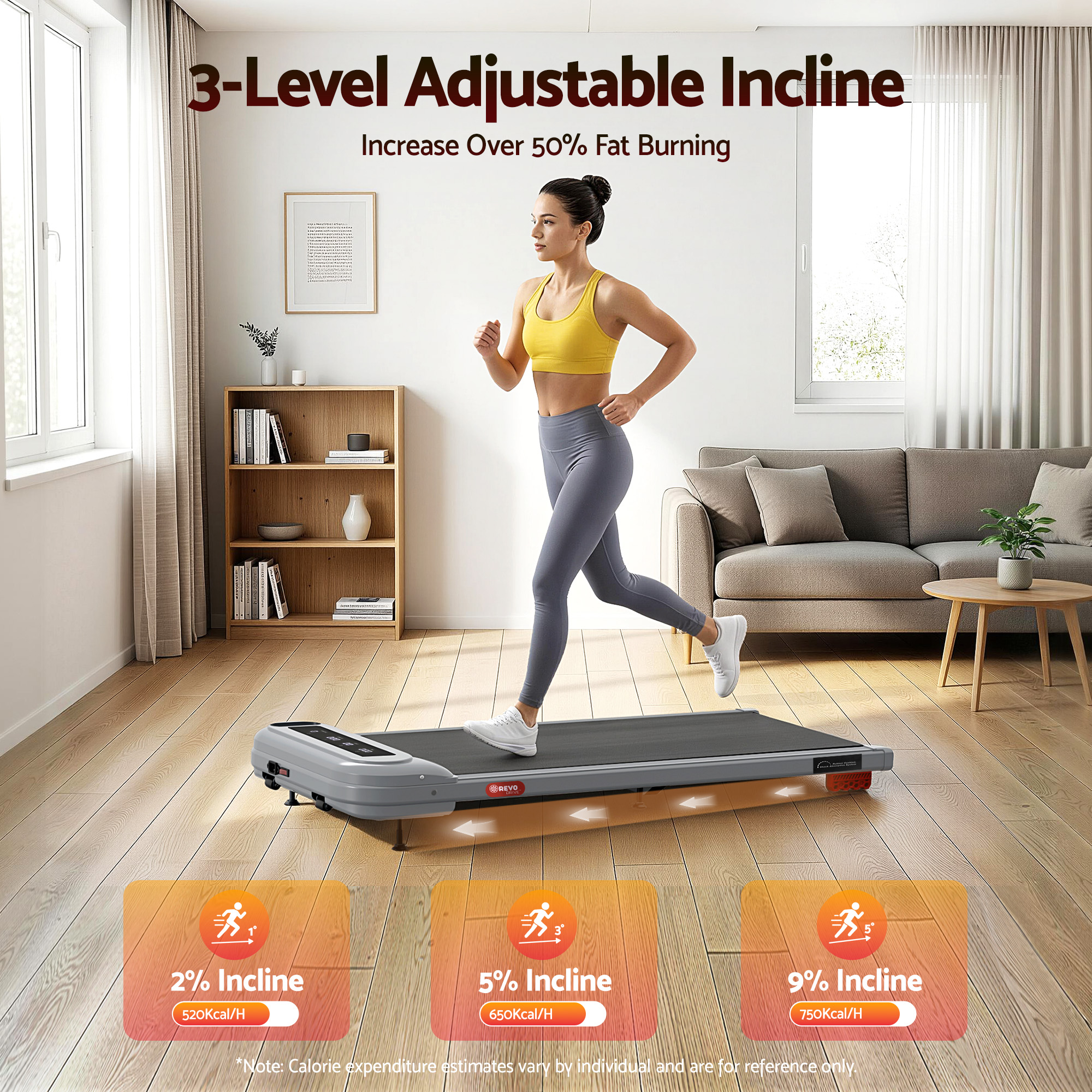 Everfit Treadmill Electric Walking Pad with Incline Under Desk Home Gym Grey